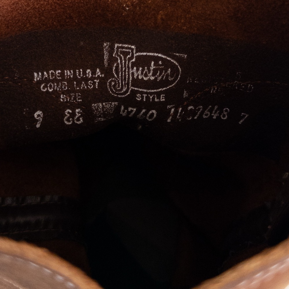 Justin Men’s Round-Up Pull-On Work Boots Size 9 Brown Leather - Picture 7 of 10